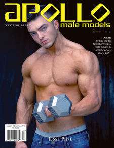 model Jesse Pine as cover model for Apollo Male Models Magazine www.ApolloGT.com