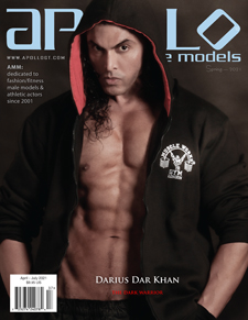 Actor Darius Dar Khan as cover model for Apollo Male Models Magazine www.ApolloGT.com